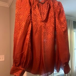 Chic Satin Blouse with Leopard Print